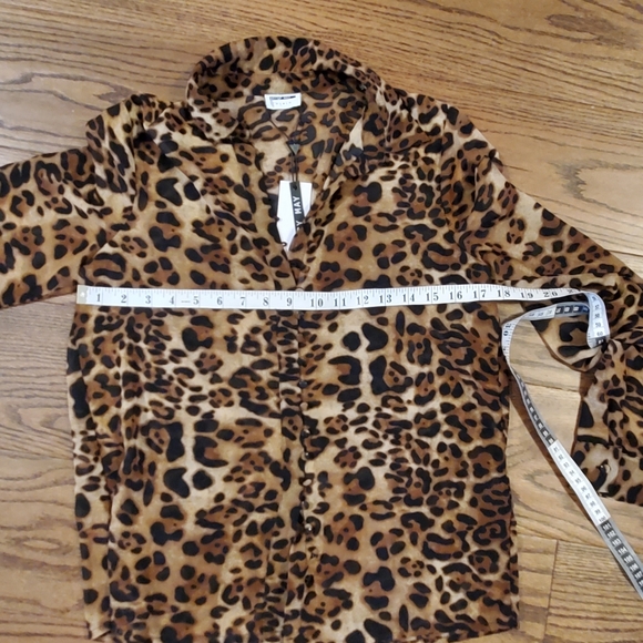 Leopard Print sheer button up blouse sheer punk classic - Picture 3 of 9